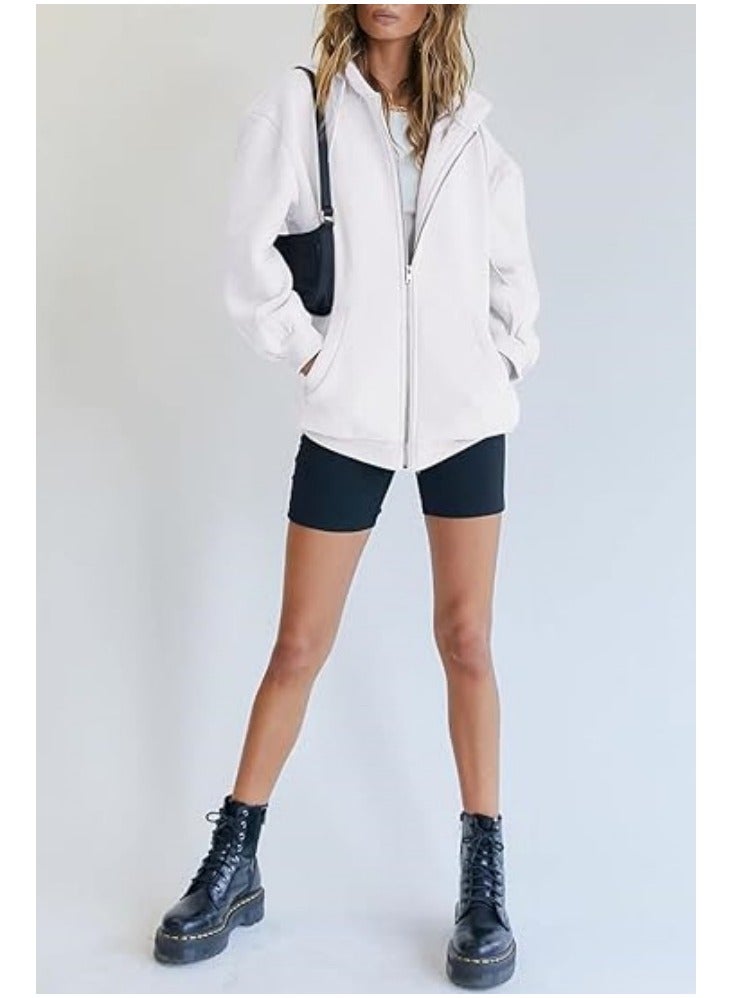 NIBEMINENT Women's Cute Hoodies Girls Fall Jackets Oversized Sweatshirts Casual Drawstring Zipper Hoodies with Pockets  - Image 5