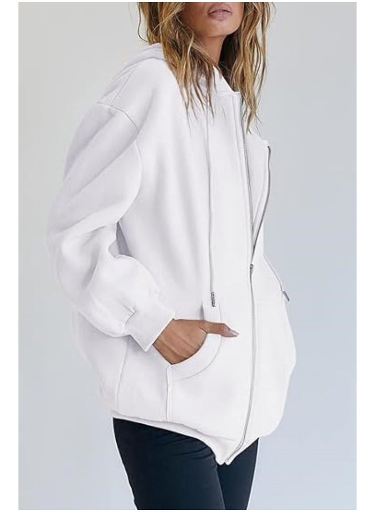 NIBEMINENT Women's Cute Hoodies Girls Fall Jackets Oversized Sweatshirts Casual Drawstring Zipper Hoodies with Pockets  - Image 2