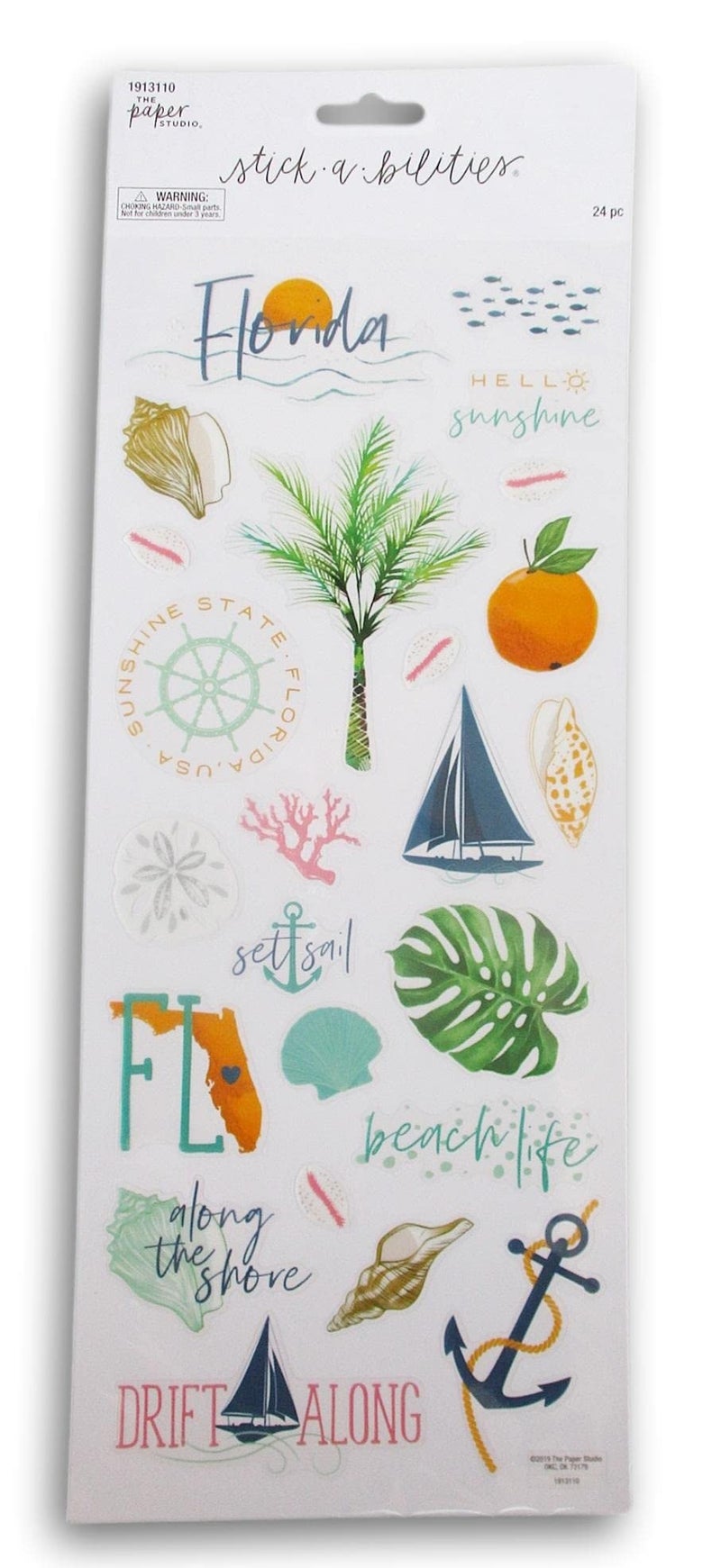 Florida Summer Stickers for Journaling Scrapbooking Cardmaking Arts Crafts 24 Pieces