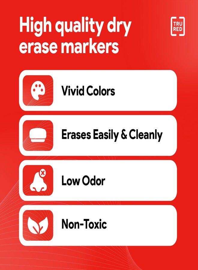 TRU RED Low Odor Dry Erase Markers, Chisel Tip, Assorted Colors, 8 Pack - Bold Whiteboard Markers for Classrooms & Offices - Image 5