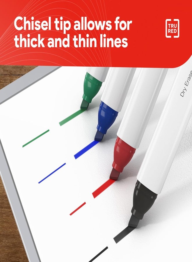 TRU RED Low Odor Dry Erase Markers, Chisel Tip, Assorted Colors, 8 Pack - Bold Whiteboard Markers for Classrooms & Offices - Image 3