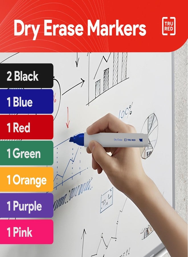 TRU RED Low Odor Dry Erase Markers, Chisel Tip, Assorted Colors, 8 Pack - Bold Whiteboard Markers for Classrooms & Offices - Image 2