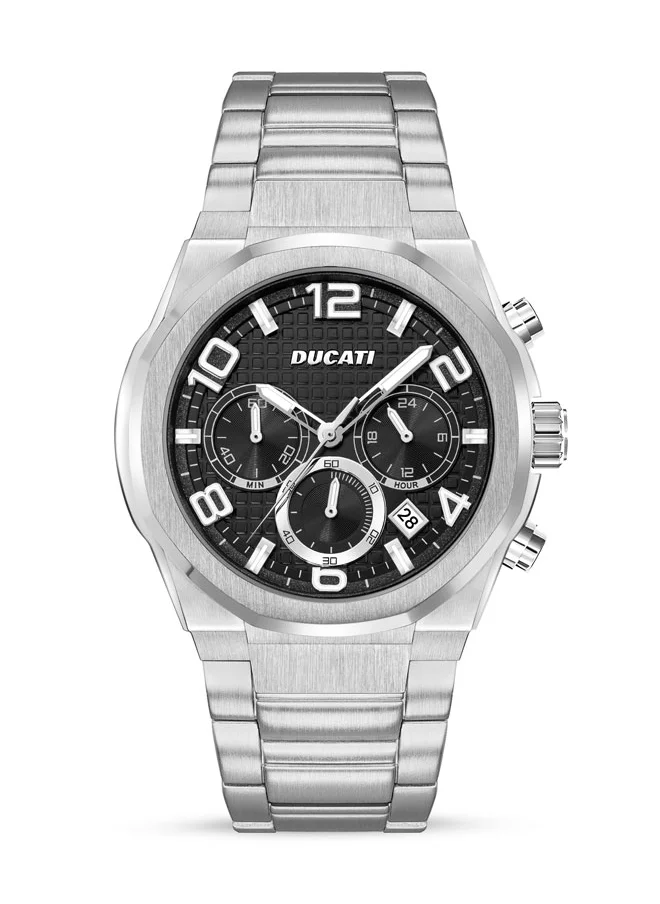 Ducati Ducati DT006 Gents Chronograph Watch - 43.5MM Multi-Layered Black Dial, Stainless Steel Bracelet, Water Resistant up to 50M, Bold Racing Accents for the Modern Maverick