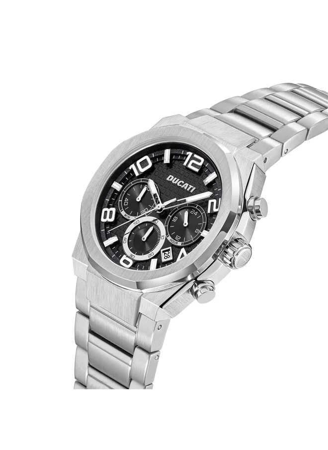 Ducati Ducati DT006 Gents Chronograph Watch - 43.5MM Multi-Layered Black Dial, Stainless Steel Bracelet, Water Resistant up to 50M, Bold Racing Accents for the Modern Maverick