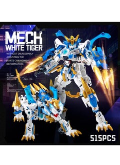 KASTWAVE Mech Building Blocks Set, 2 In 1 White Tiger Transforming Robot Building Set, Converts to Tiger Model, Action Figure Toys, Robot Model Building Kit for Adults Kids Boys Ages 8+  - Image 2
