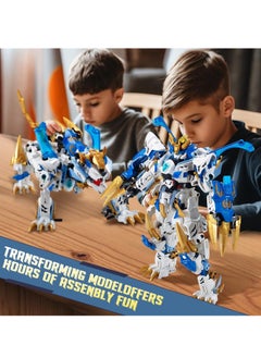 KASTWAVE Mech Building Blocks Set, 2 In 1 White Tiger Transforming Robot Building Set, Converts to Tiger Model, Action Figure Toys, Robot Model Building Kit for Adults Kids Boys Ages 8+  - Image 4