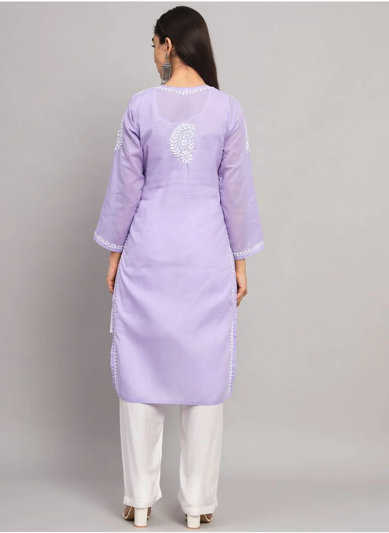 Alaya Hand Embroidered Chikankari Cotton Kurta-AL3561