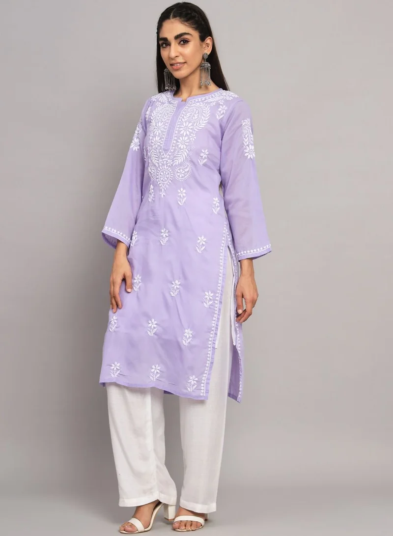 Alaya Hand Embroidered Chikankari Cotton Kurta-AL3561