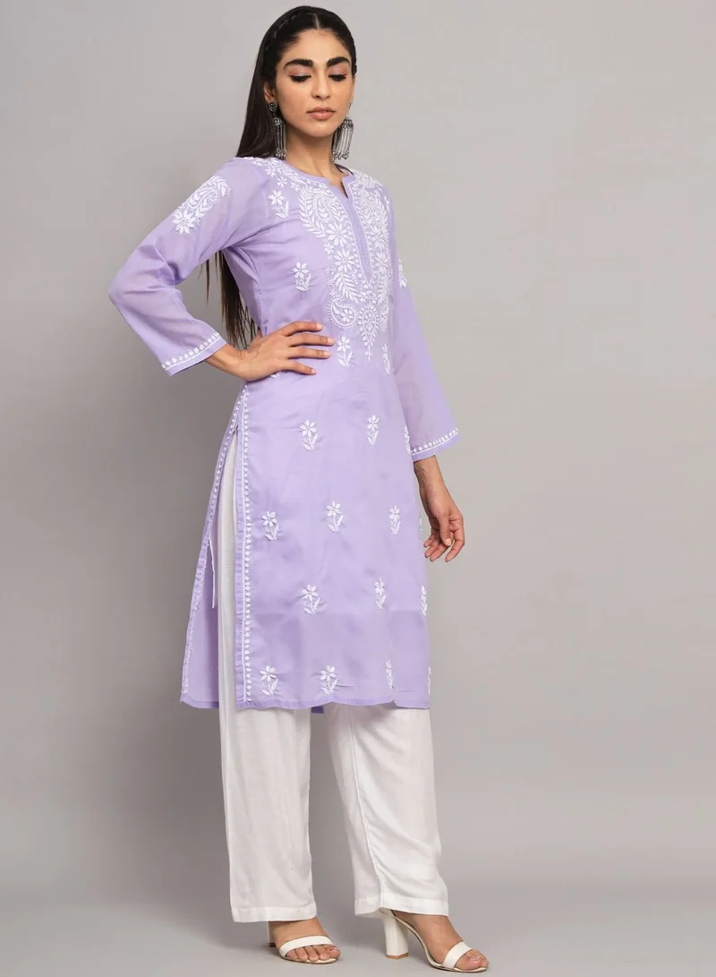 Alaya Hand Embroidered Chikankari Cotton Kurta-AL3561
