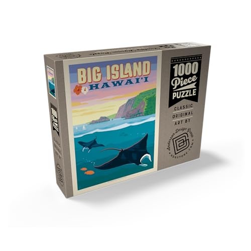 MyPuzzle.com MyPuzzle Hawaii Big Island Manta Rays Vintage Poster Premium 1000 Piece Jigsaw Puzzle for Adults - Image 5