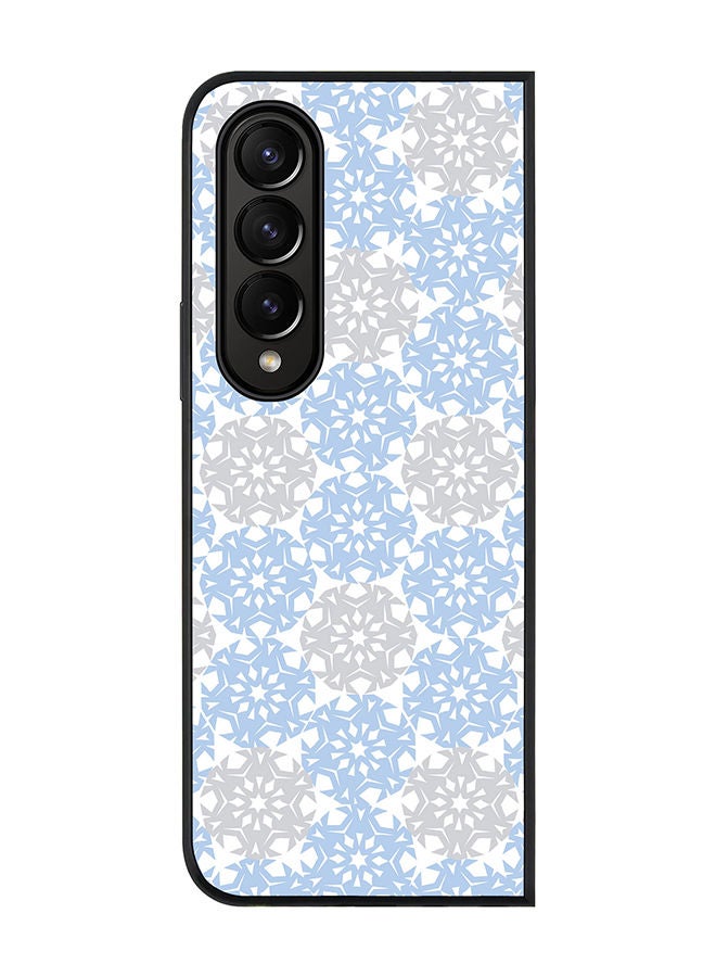 Stylizedd Rugged Black edge case for Samsung Galaxy Z Fold4 Slim fit Soft Case Flexible Rubber Edges Anti Drop TPU Gel Thin Cover - Frozen Snowflakes - Image 1