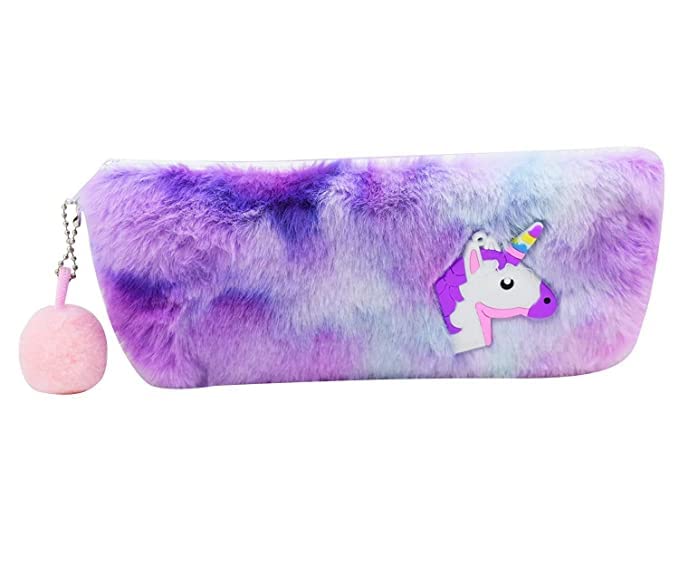 Paaroots Paaroots Pack of 1 Fur Unicorn Rainbow Pencil Pouch Soft Toys for Children Kids Favorite Pencil Box Makeup Cosmetic Travelling Bag Purse for Girls Women  - Image 1
