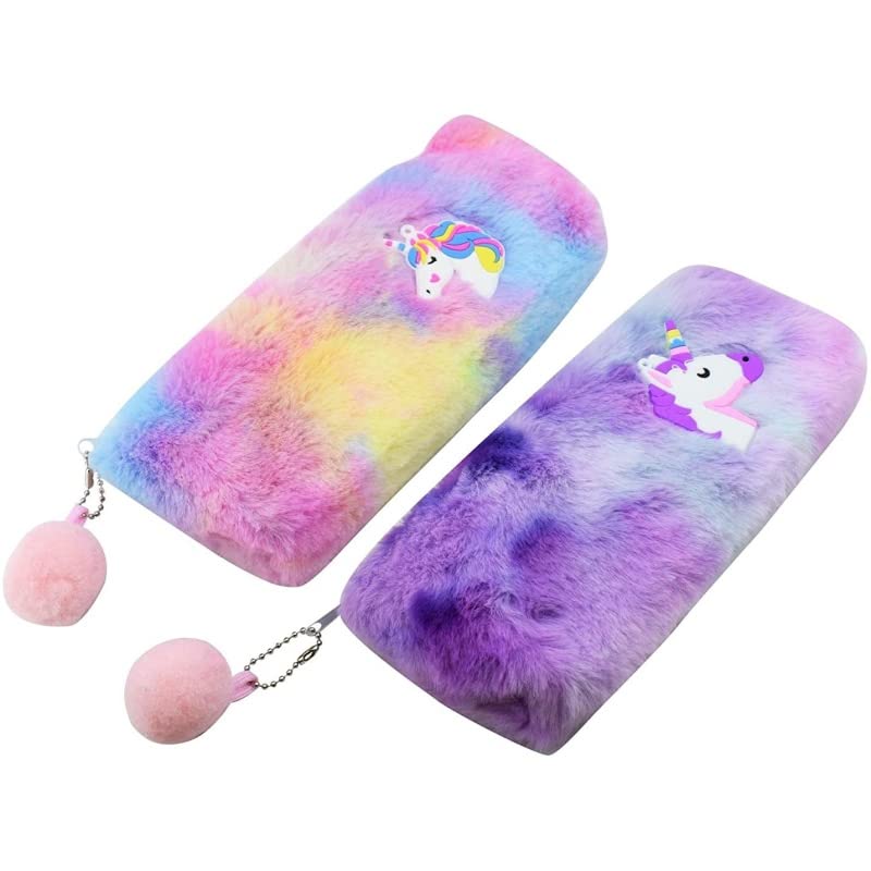 Paaroots Paaroots Pack of 1 Fur Unicorn Rainbow Pencil Pouch Soft Toys for Children Kids Favorite Pencil Box Makeup Cosmetic Travelling Bag Purse for Girls Women  - Image 4