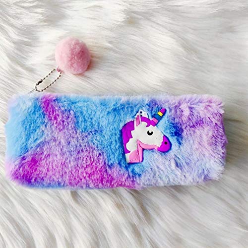 Paaroots Paaroots Pack of 1 Fur Unicorn Rainbow Pencil Pouch Soft Toys for Children Kids Favorite Pencil Box Makeup Cosmetic Travelling Bag Purse for Girls Women  - Image 3