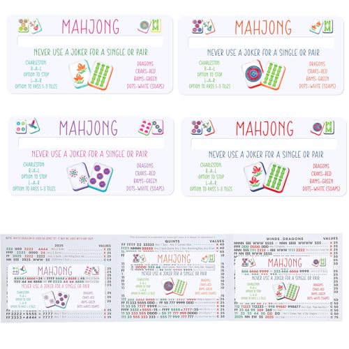 Faccito 4 Pcs Mahjong Card Guide and Line Finder for Strategy Tool for Beginners for Travel Parties Competitions Game Nights 52 x 25 InchesStylishColorful - Image 1