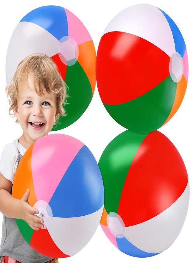 TPCHOIE Beach Balls Bulk,4 Packs 20" BeachBalls Toddler Pool Toys Set,Beach Ball Party Favors,Beach Balls for Kids&Adults,Inflatable Yard Ball,Pool Party Decorations - Image 1