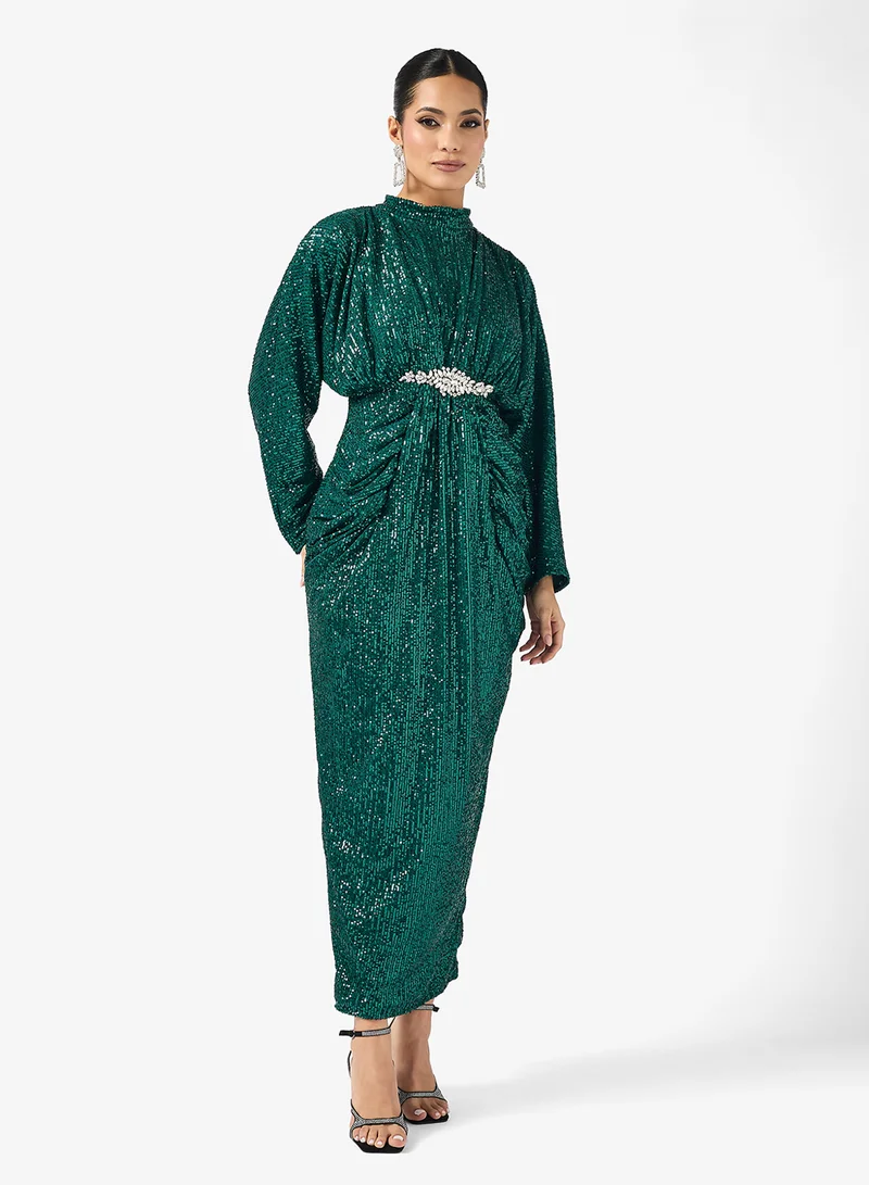 Khizana Shimmer Draped Dress