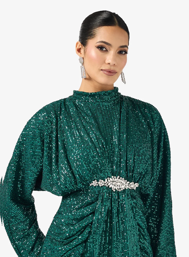 Khizana Shimmer Draped Dress