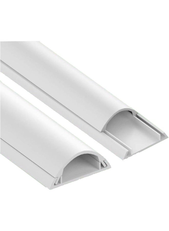 Biella 1 Meter White Floor PVC Trunking With Self Adhesive Red Sticker Wall Cord Cover Cable Concealer On-Wall Wire Cover Paintable Cable Management - Pack of 2 (10x35MM, White) - Image 1