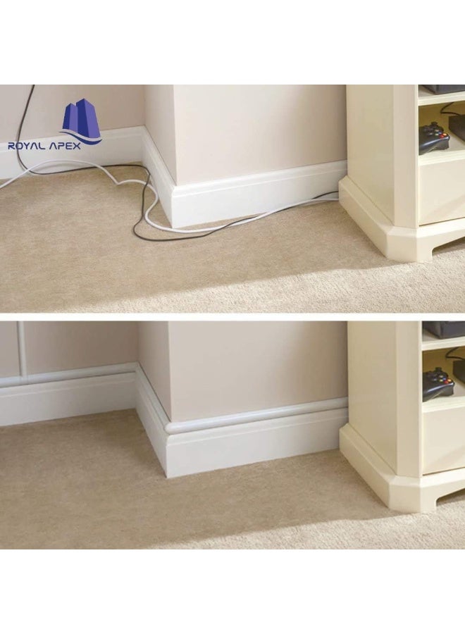 Biella 1 Meter White Floor PVC Trunking With Self Adhesive Red Sticker Wall Cord Cover Cable Concealer On-Wall Wire Cover Paintable Cable Management - Pack of 2 (10x35MM, White) - Image 3