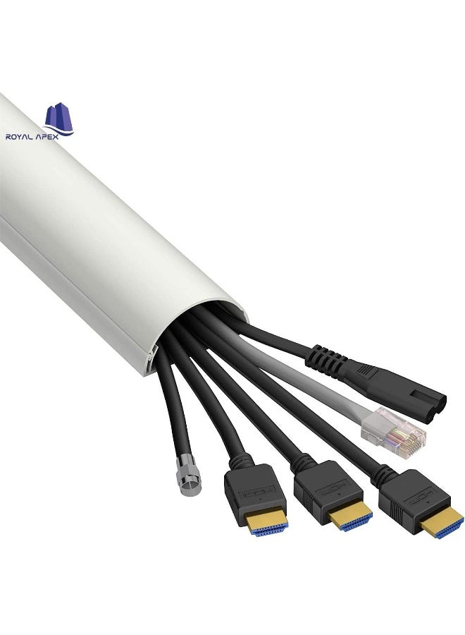 Biella 1 Meter White Floor PVC Trunking With Self Adhesive Red Sticker Wall Cord Cover Cable Concealer On-Wall Wire Cover Paintable Cable Management - Pack of 2 (10x35MM, White) - Image 4