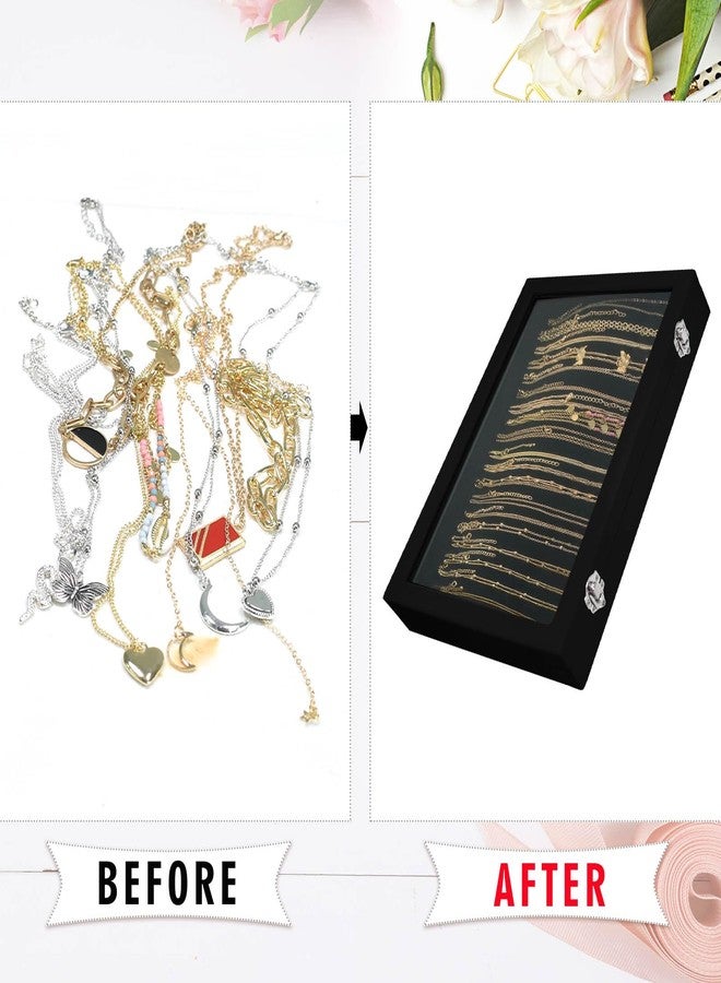 Siveit Necklace Organizer Box 20 Hooks Necklace Display Jewelry Tray (Black) - Image 5