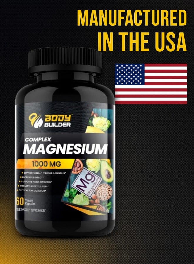 Body Builder Magnesium 1000 mg-60 Veggie Capsules - Image 2