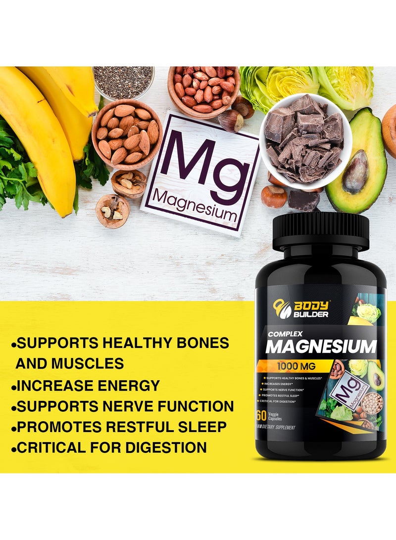 Body Builder Magnesium 1000 mg-60 Veggie Capsules - Image 3