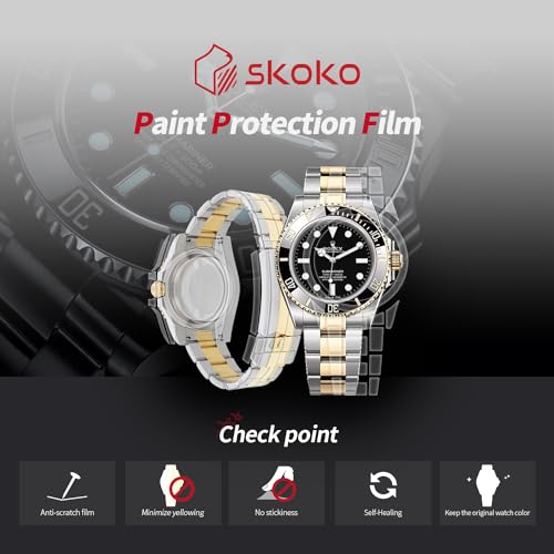 skoko Full Body Protection Film Compatible with Rolex Sea Dweller Deepsea 44mm (1.73inch), Screen & Body Protector, Clear Skin - Image 3