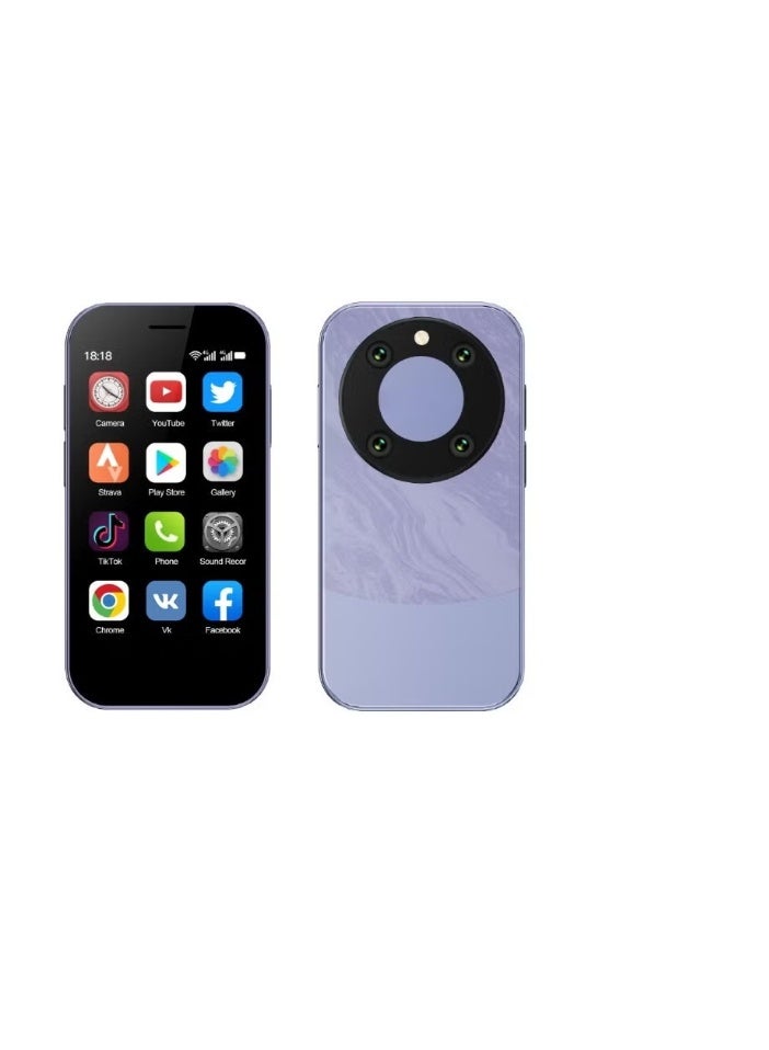 Hope Mini Pocket Smartphone – HD Screen, Dual SIM Dual Standby, Face ID, Lightweight & Durable (Purple) - Image 1