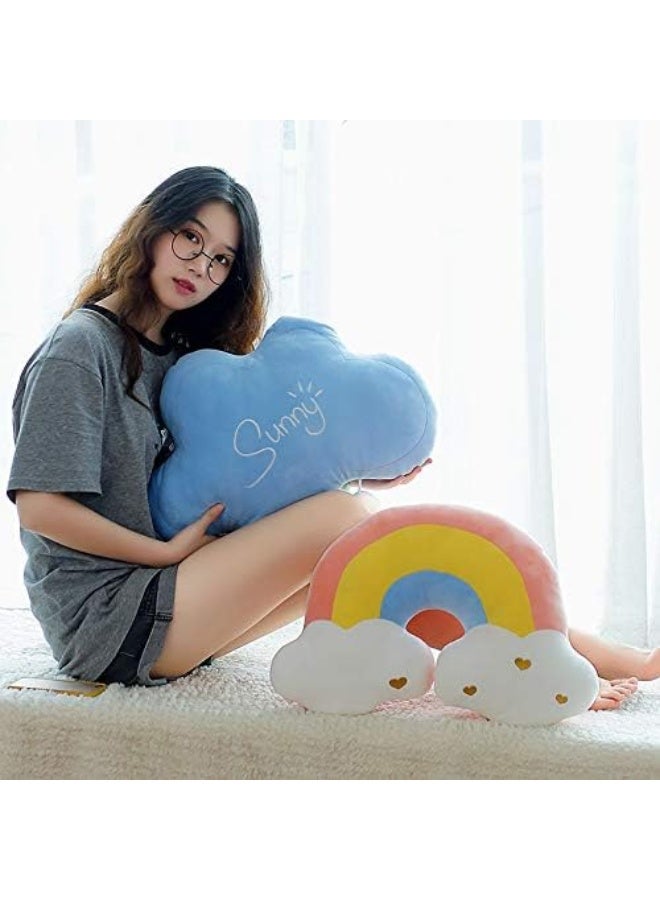 XIAOHONG Moon Rainbow Cloud Pillow Cushion, Soft Plush Cloud Shaped Pillow Stuffed Rainbow and Moon Nursery Decor  - Image 1