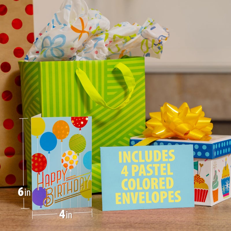 Solpla 24 Pack Assorted Birthday Cards with Gold Foil, Messages, Envelopes, and Stickers | 4x6 Inch Happy Birthday Cards Bulk for Family, Kids, Friends, Work, and Office Celebrations. - Image 4