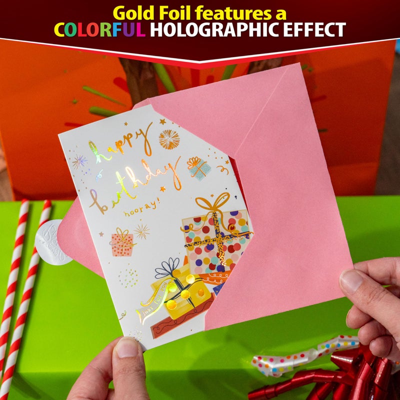 Solpla 24 Pack Assorted Birthday Cards with Gold Foil, Messages, Envelopes, and Stickers | 4x6 Inch Happy Birthday Cards Bulk for Family, Kids, Friends, Work, and Office Celebrations. - Image 3
