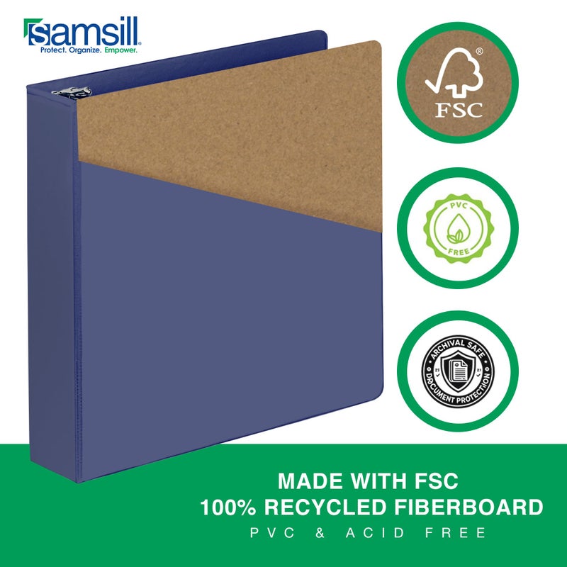 Samsill Durable 2 Inch Binder  Made In The Usa  D Ring Binder  Customizable Clear View Cover  Midnight Blue  Holds 475 Pages - Image 3