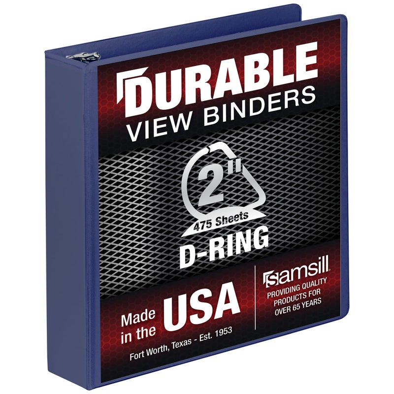 Samsill Durable 2 Inch Binder  Made In The Usa  D Ring Binder  Customizable Clear View Cover  Midnight Blue  Holds 475 Pages - Image 1