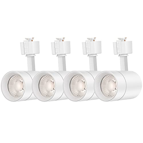 FLSNT 12W LED J Type Track Lighting Head, 75W Equivalent, 3000K Soft White, 800LM CRI90 Dimmable Track Lighting, 24°Spotlight Heads, J Type Compatible Track Light for Accent Lighting, White, 4 Pack - Image 1