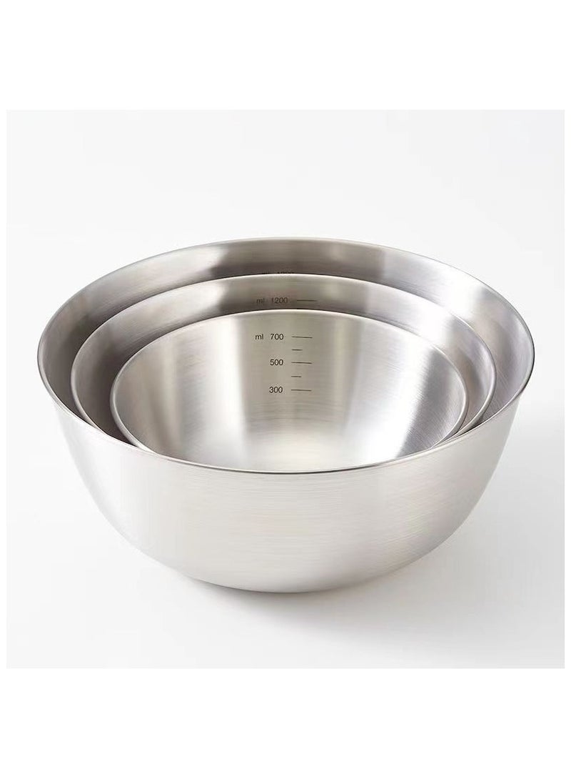 Set of 3 Stainless Steel Mixing Bowls with Lid,Salad Bowls,Food Grade Steel, Deep Bowl for No Splashes, Stackable Storage, Dishwasher Safe, Ideal for Mixing, Steaming & Storing - Image 1