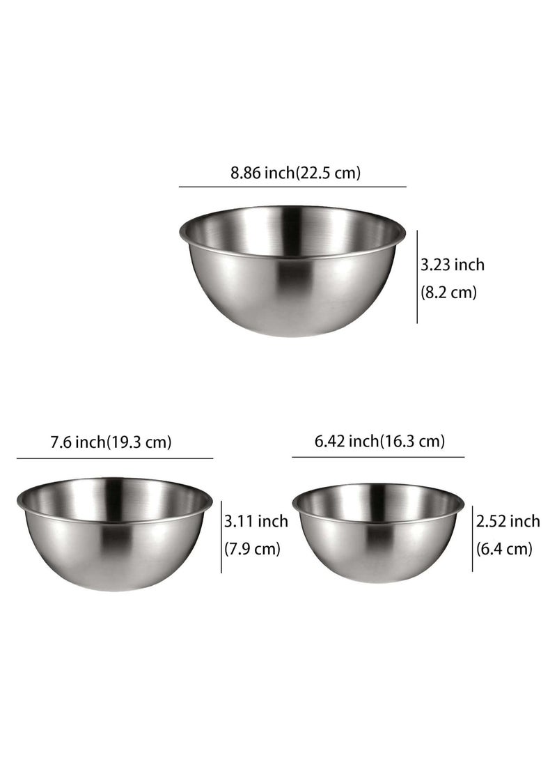 Set of 3 Stainless Steel Mixing Bowls with Lid,Salad Bowls,Food Grade Steel, Deep Bowl for No Splashes, Stackable Storage, Dishwasher Safe, Ideal for Mixing, Steaming & Storing - Image 2