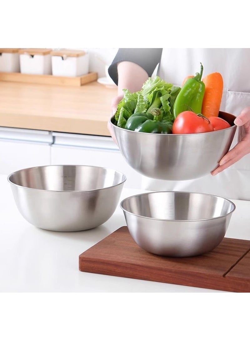 Set of 3 Stainless Steel Mixing Bowls with Lid,Salad Bowls,Food Grade Steel, Deep Bowl for No Splashes, Stackable Storage, Dishwasher Safe, Ideal for Mixing, Steaming & Storing - Image 4