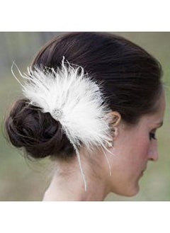 Latious Latious Feather Bride Wedding Hair Comb White 1920s Flapper Hair Pieces Fascinator Hair Accessories for Women and Girls  - Image 1