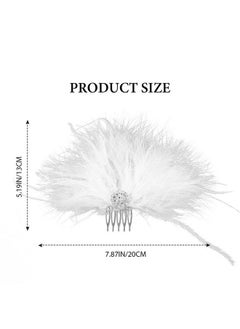 Latious Latious Feather Bride Wedding Hair Comb White 1920s Flapper Hair Pieces Fascinator Hair Accessories for Women and Girls  - Image 4