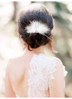 Latious Latious Feather Bride Wedding Hair Comb White 1920s Flapper Hair Pieces Fascinator Hair Accessories for Women and Girls  - Image 3