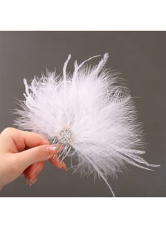 Latious Latious Feather Bride Wedding Hair Comb White 1920s Flapper Hair Pieces Fascinator Hair Accessories for Women and Girls  - Image 5