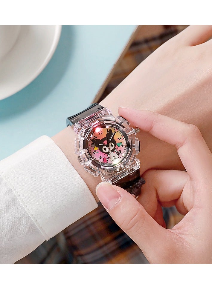 Kids Plastic Watch - Black Cartoon Rabbit Design with LED Light, Children's Waterproof Digital Watch, Durable & Lightweight for Boys Girls - Image 2