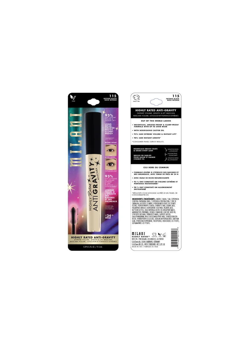 MILANI Milani Highliy Rated Anti Gravity Mascara Intense Black 11.5Ml