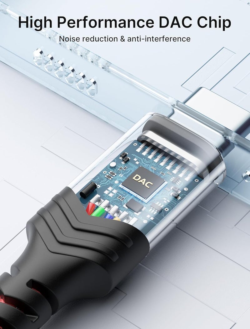 jsaux كابل USB C إلى جاك صوت 3.5 مم [1.6 قدم]، كابل ستيريو سماعة رأس USB نوع C متوافق مع iPhone 16 Pro Max/15 Pro Max Plus، iPad Pro، Samsung Galaxy S24 S23 Ultra، Pixel-Red - Image 5