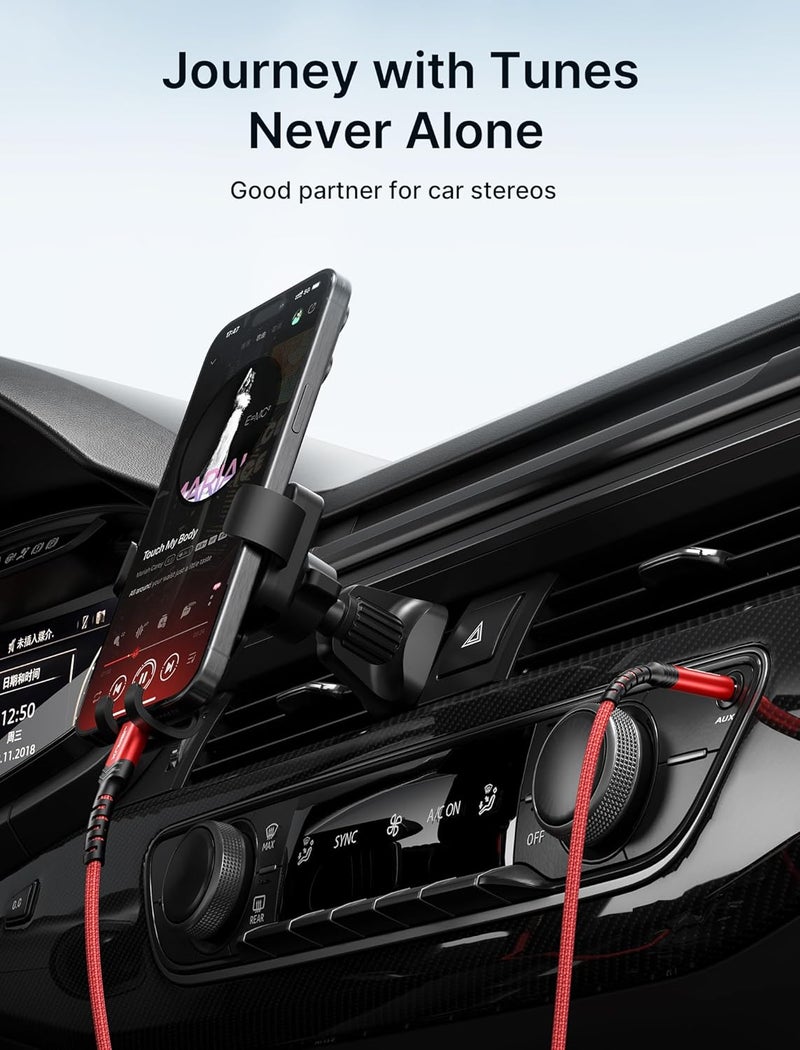 jsaux كابل USB C إلى جاك صوت 3.5 مم [1.6 قدم]، كابل ستيريو سماعة رأس USB نوع C متوافق مع iPhone 16 Pro Max/15 Pro Max Plus، iPad Pro، Samsung Galaxy S24 S23 Ultra، Pixel-Red - Image 4