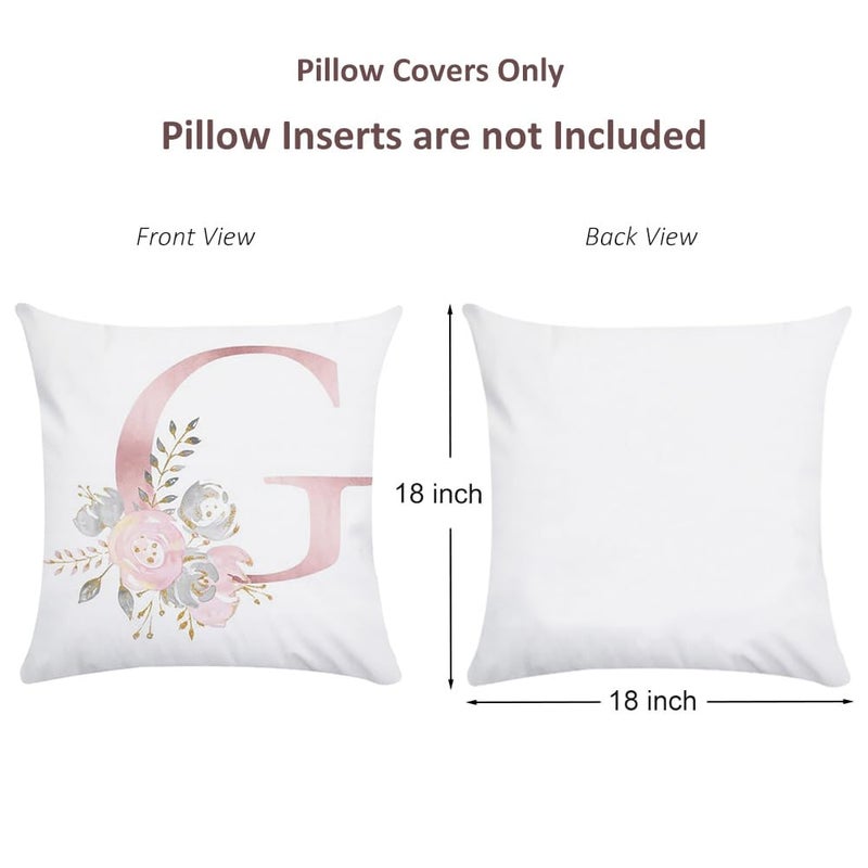 Tillskuch Pink Throw Pillow Covers Cute Alphabet Decorative Cushion Covers Square Letter Throw Pillows Protectors for Sofa Couch Bedroom Chair Home Decor 18 x 18 Inch(G) - Image 5