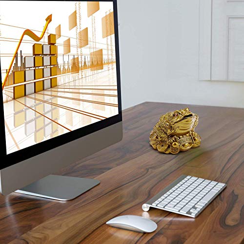Hilitand Money Frog Toad Decoration,Chinese Feng Shui Wealth Lucky Money Frog Statue Home Office Decoration Good Lucky Gift(S-6X6X5cm) - Image 2