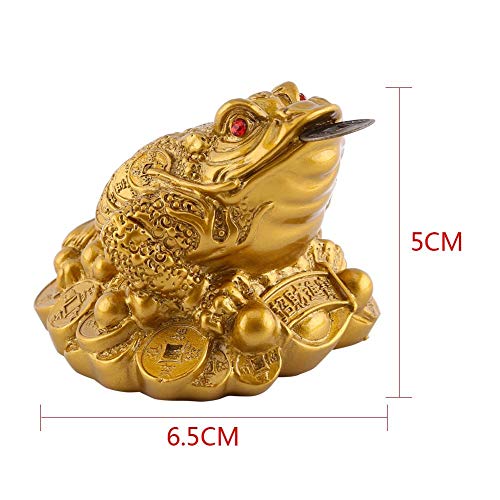 Hilitand Money Frog Toad Decoration,Chinese Feng Shui Wealth Lucky Money Frog Statue Home Office Decoration Good Lucky Gift(S-6X6X5cm) - Image 3
